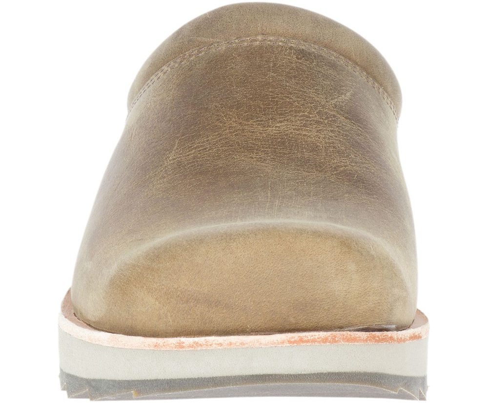 Merrell Slip Ons Brown - Juno Clog Leather - Mens 09XSMHDLZ